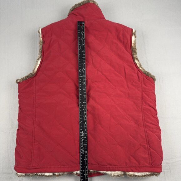Reversible Womens Vest Lg Red Quilted & Faux Fur Full Zip by Charter Club - Picture 16 of 16